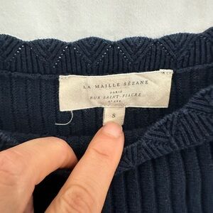 Sézane Navy Knit Sweater dress